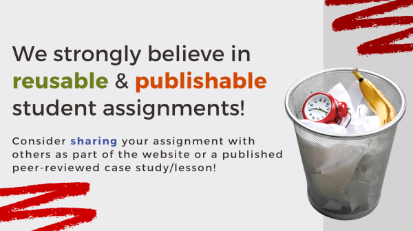 Flyer from a course I taught encouraging students to share assignments