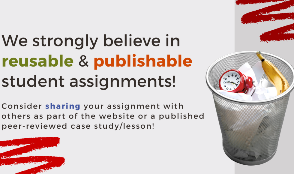 Flyer from a course I taught encouraging students to share assignments