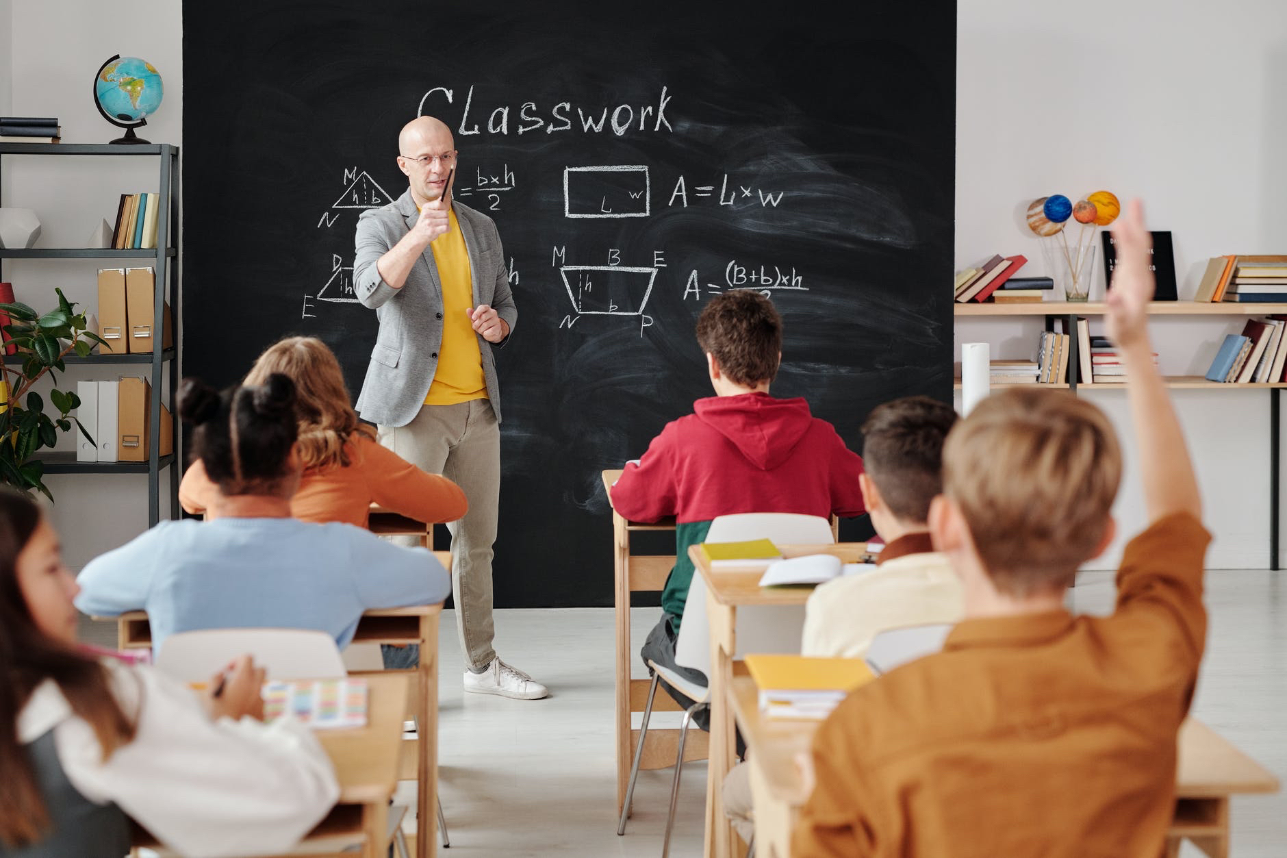 Classroom with teacher in front of students