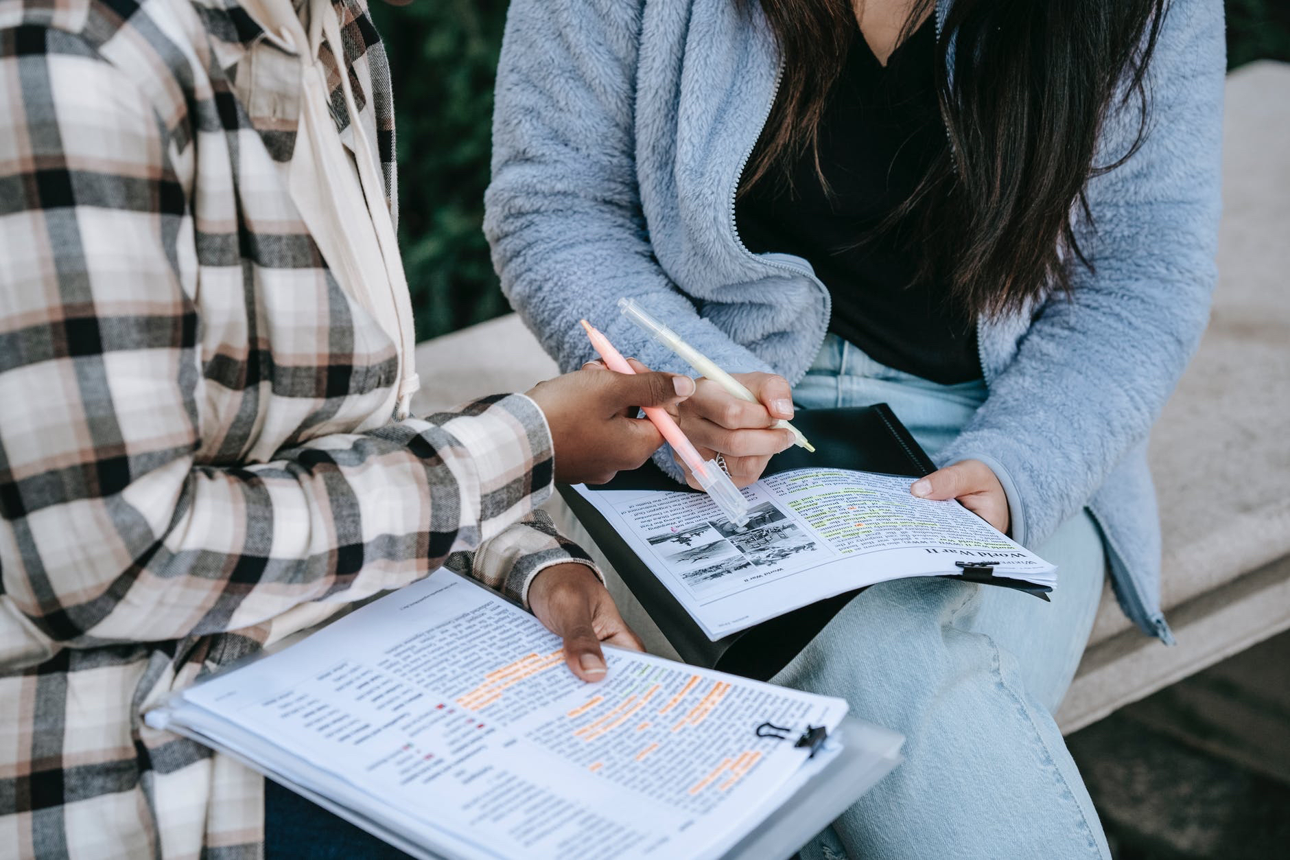 Two students comparing notes.