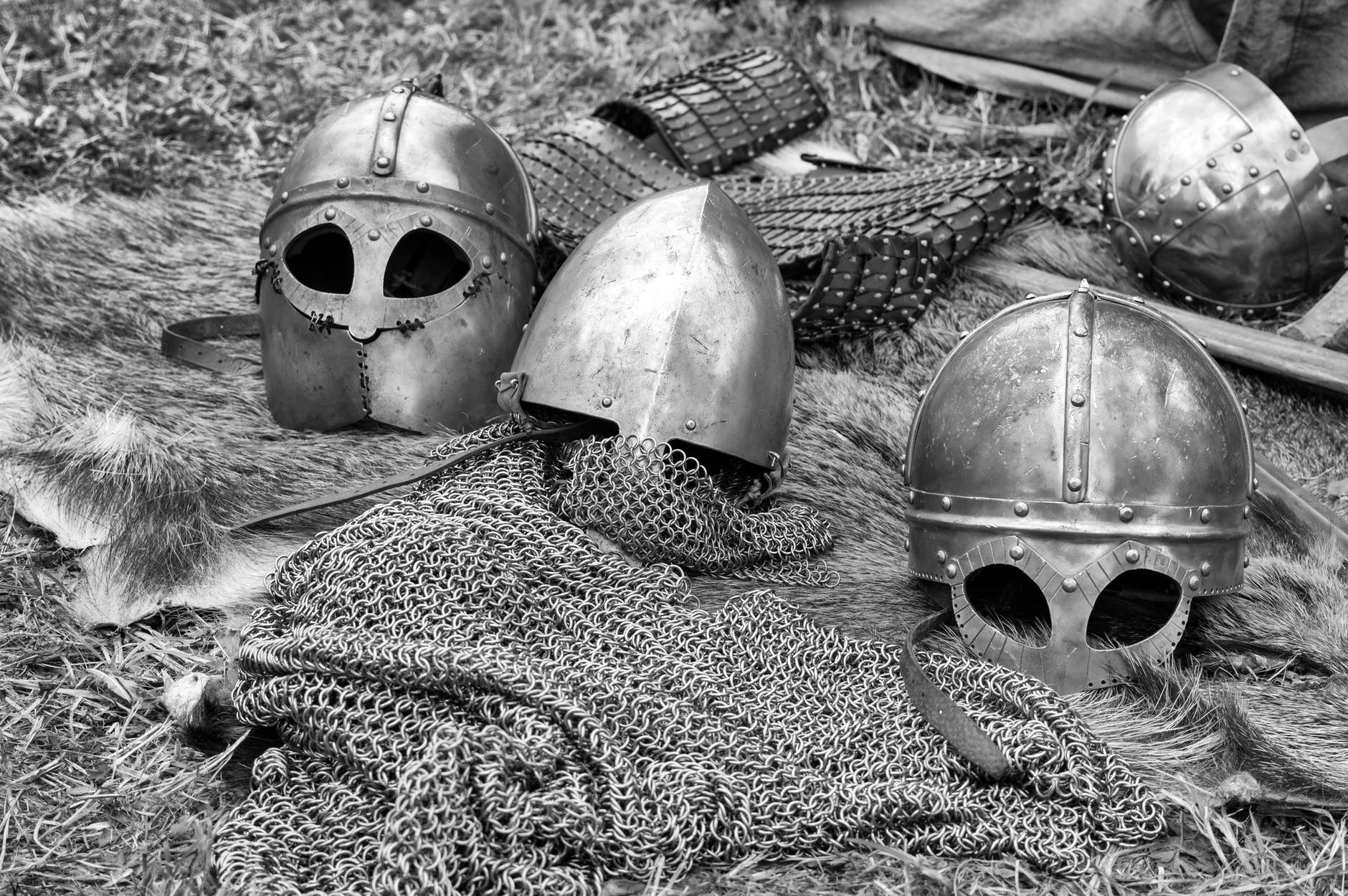 Metal armor in grayscale