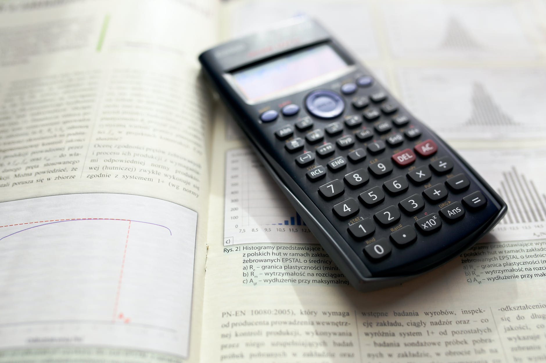 Calculator on top of math textbookl
