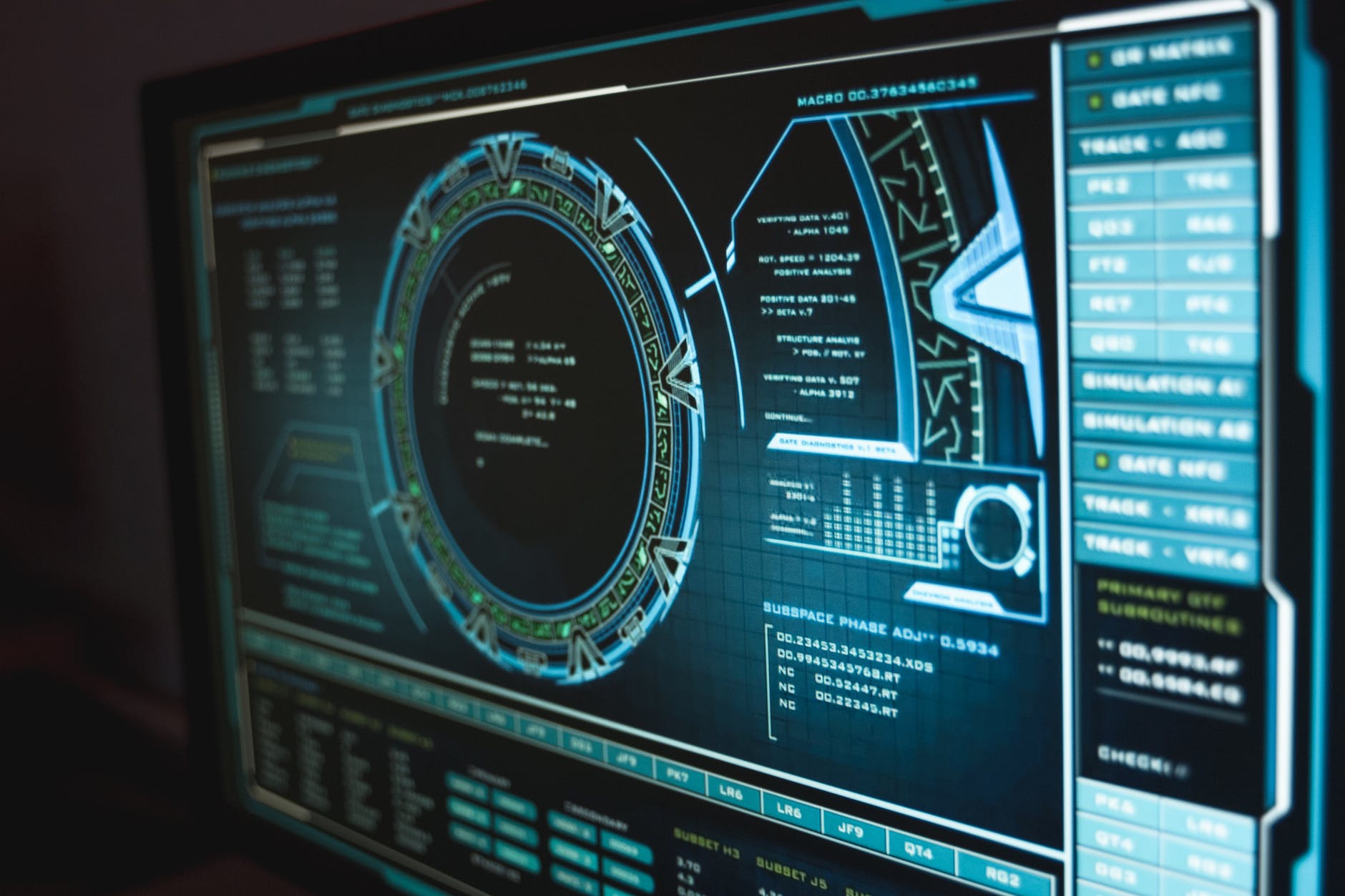 Computer screen with circle and numbers on the sides.
