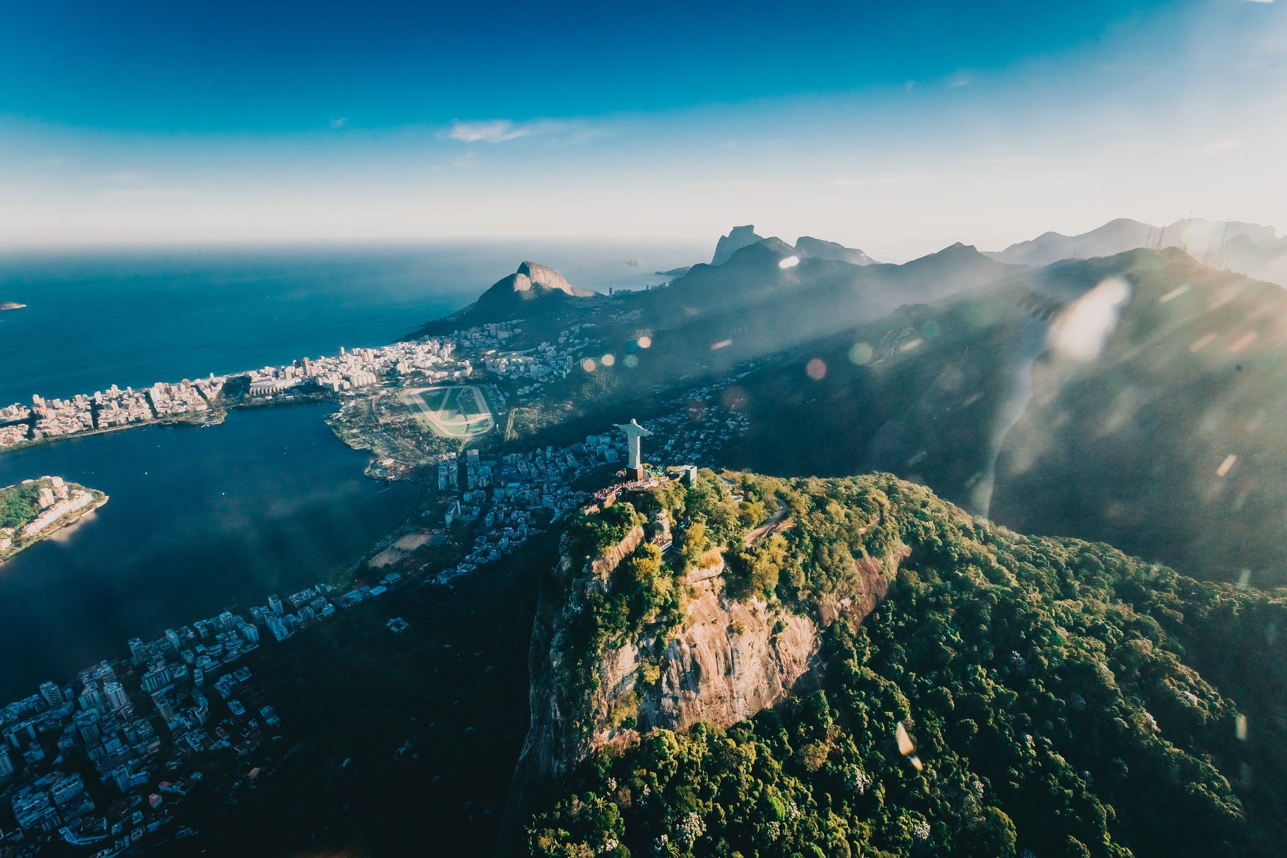 Aerial view of Christ the Redeemer in Brazil