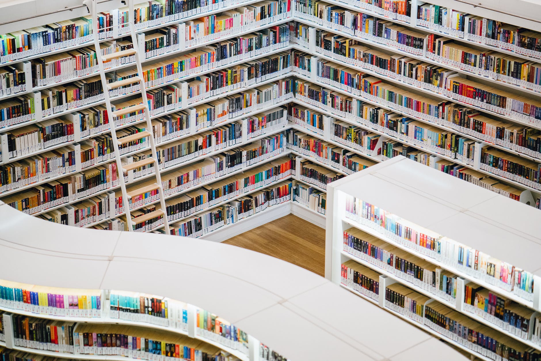 library with bookcases full of books
