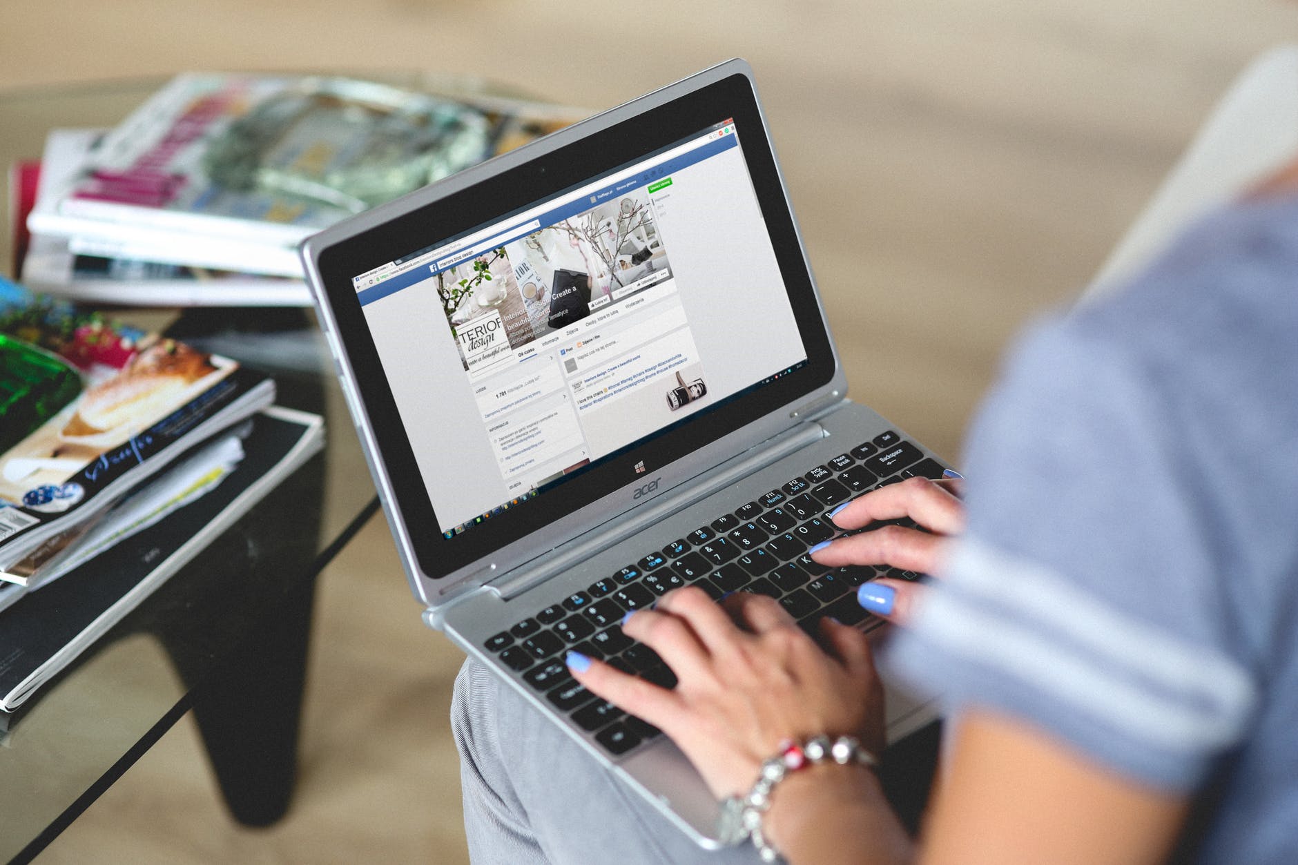 Laptop displaying Facebook page
