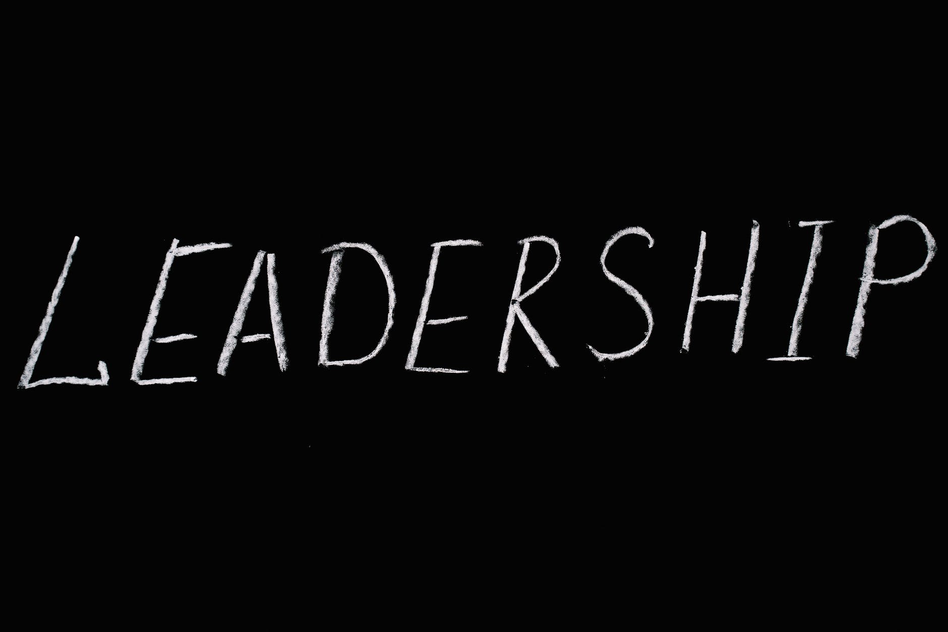 Leadership written in chalk on blackboard