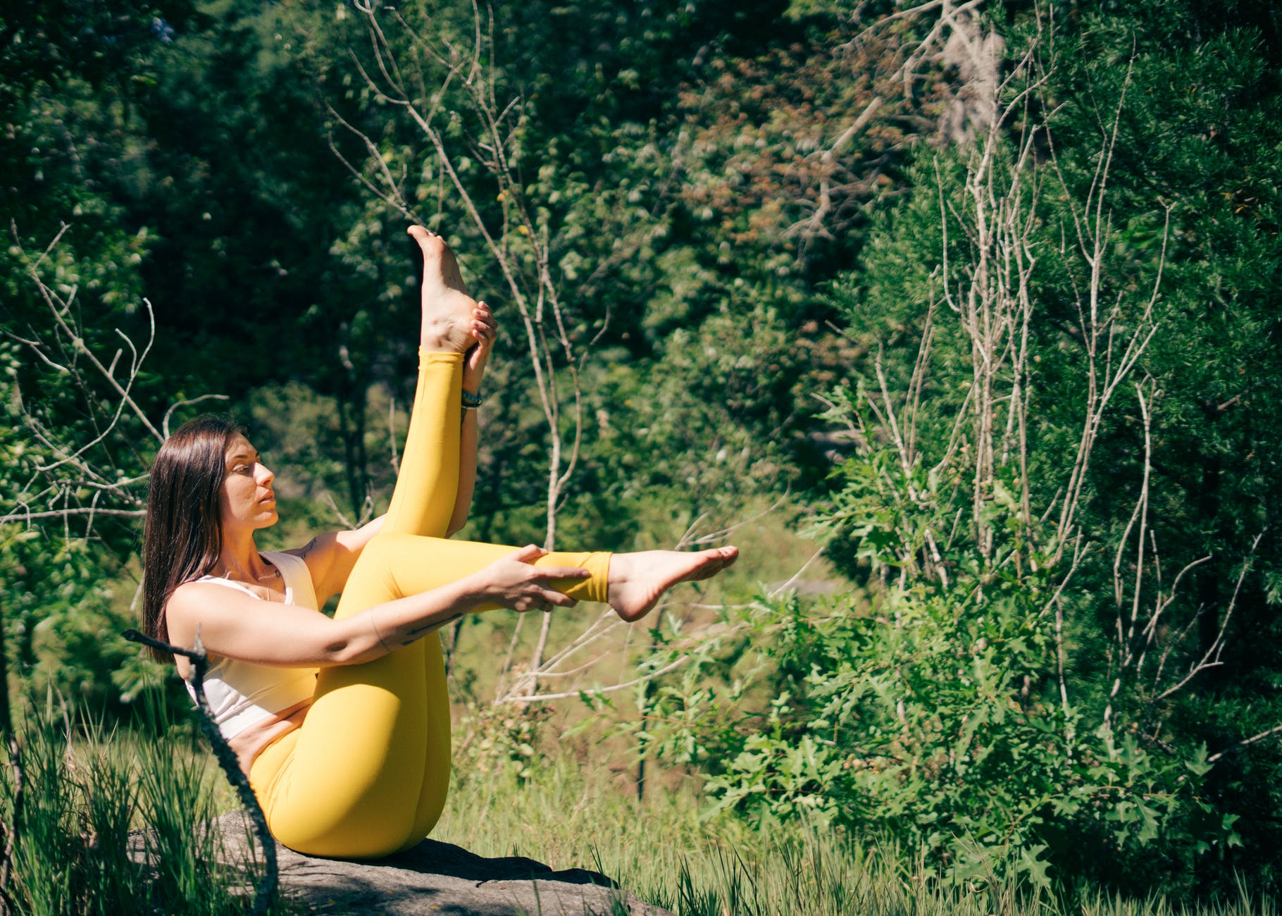 Woman doing yoga outside