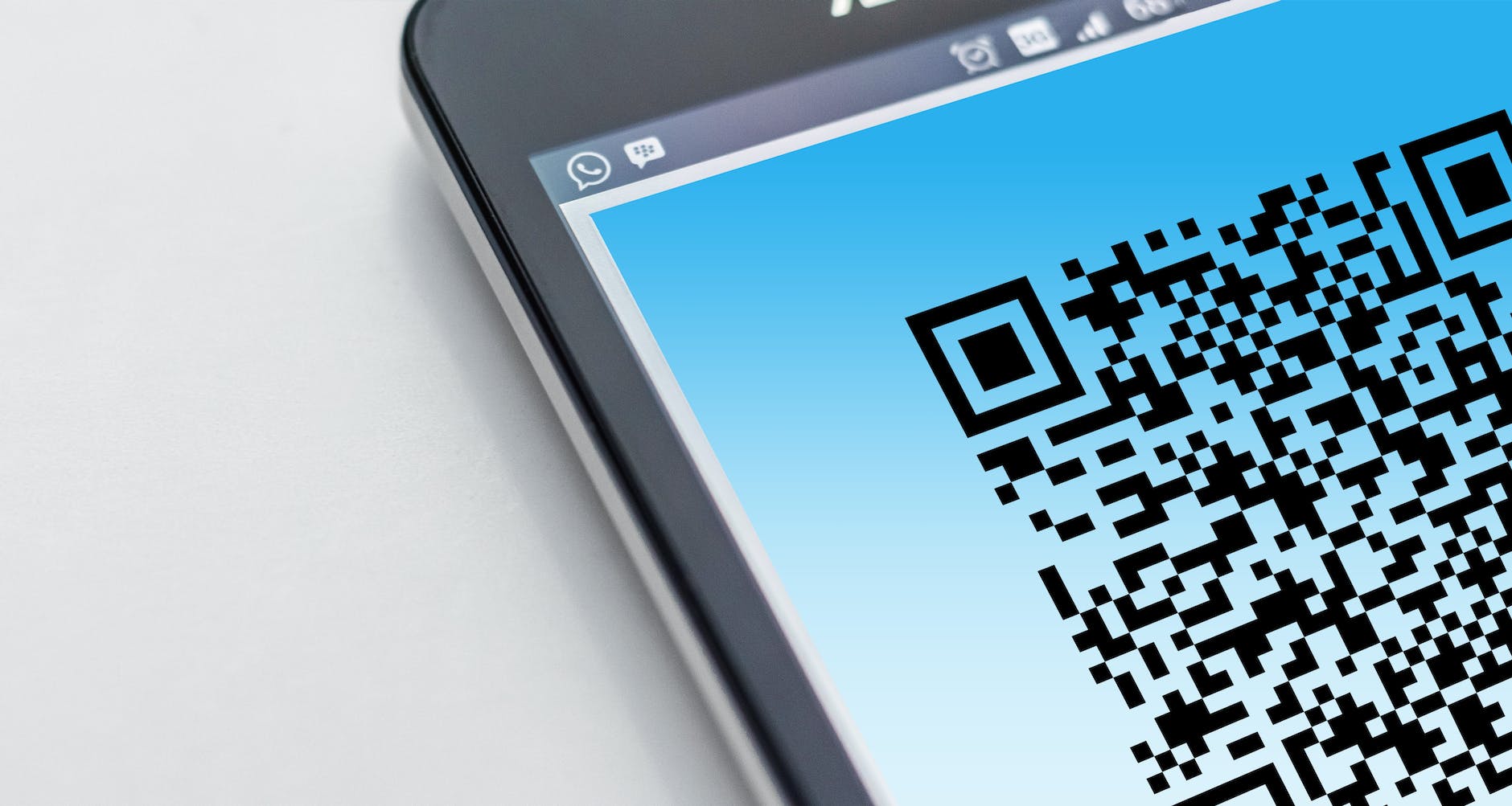 QR code on screen of tablet