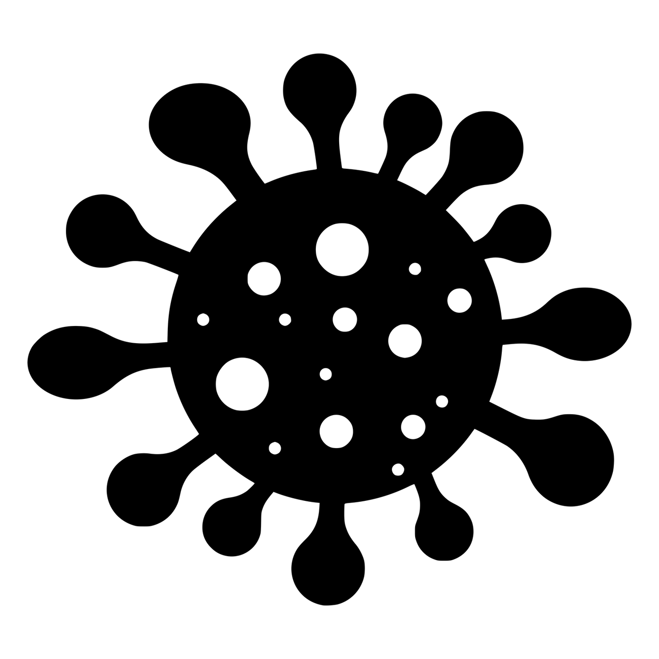 black illustration of stylized virus