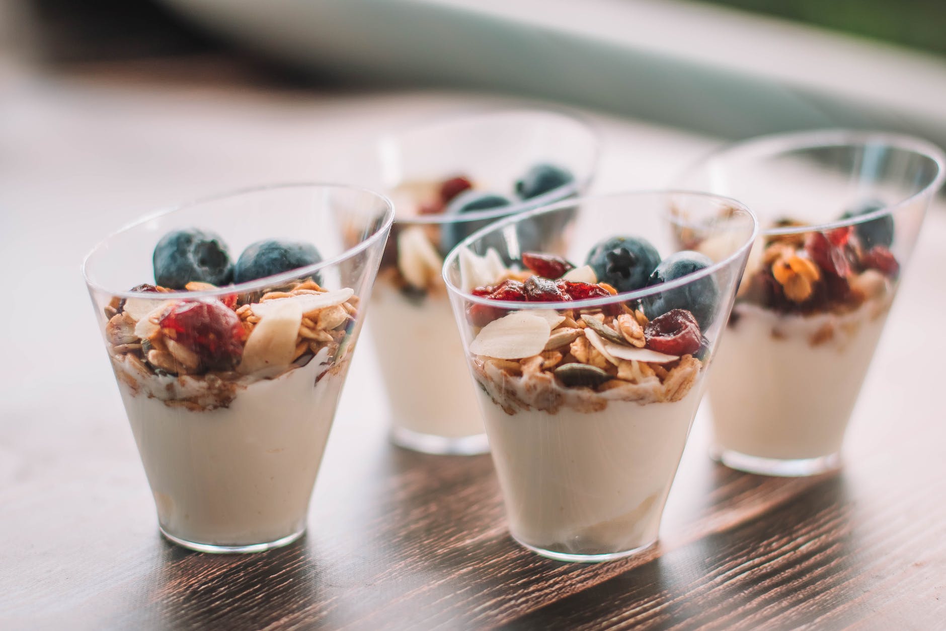 glasses with yogurt verrine with granola
