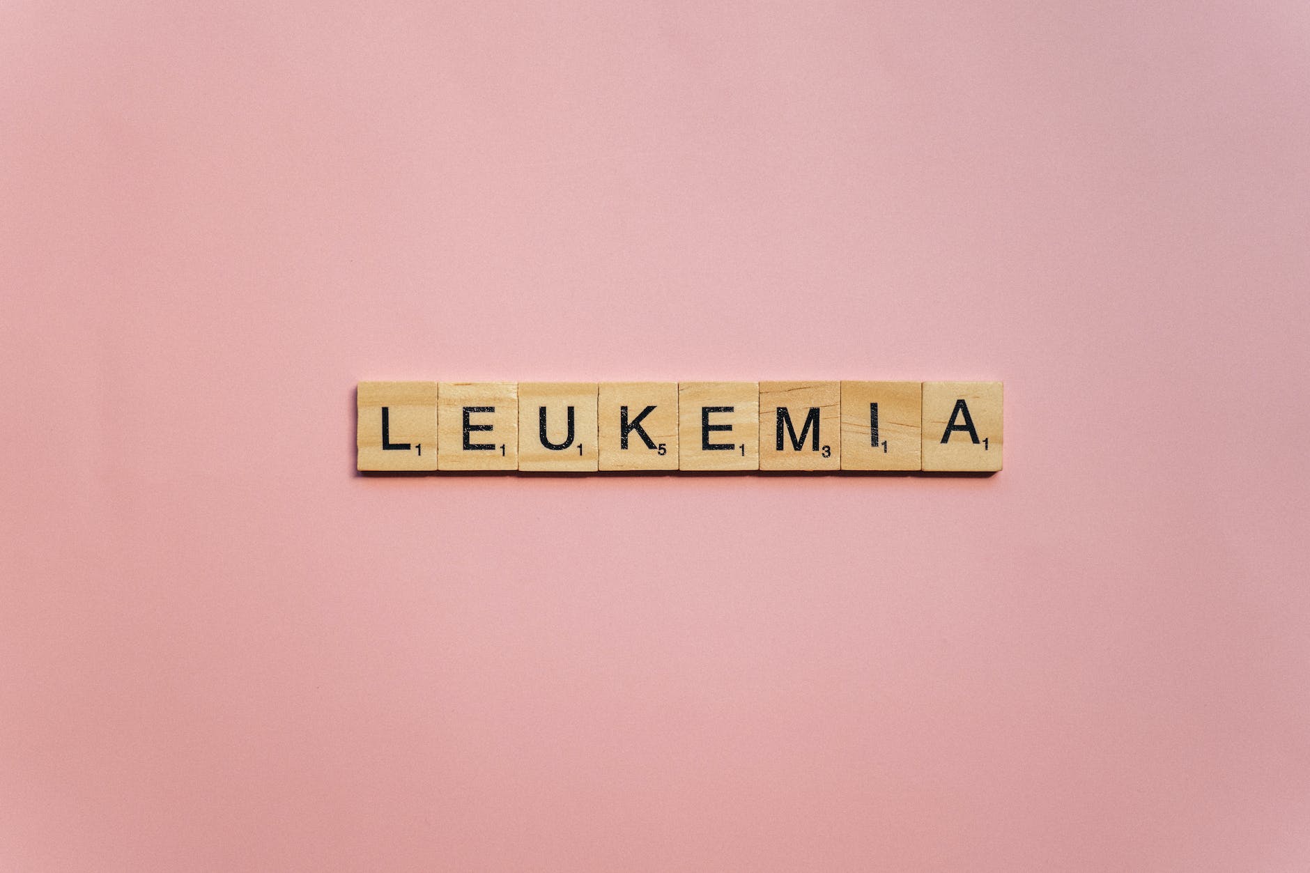 wood squares with letters spelling Leukemia