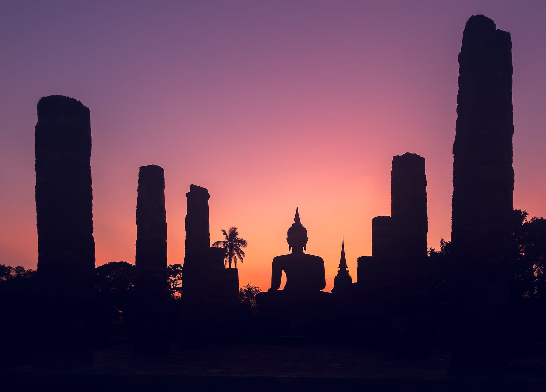 sunset sky over Big Buddha statue