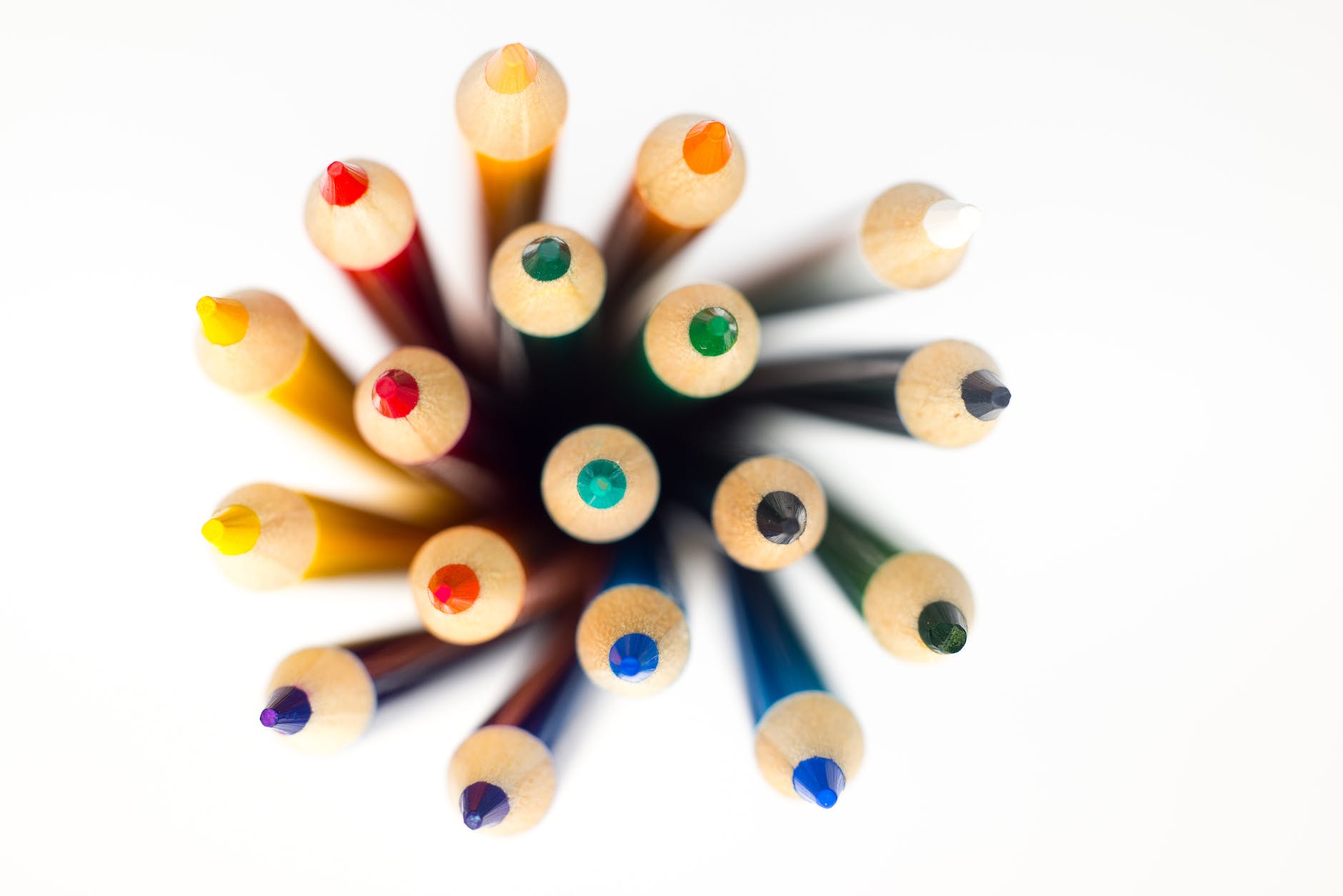 top down color pencils forming spiral