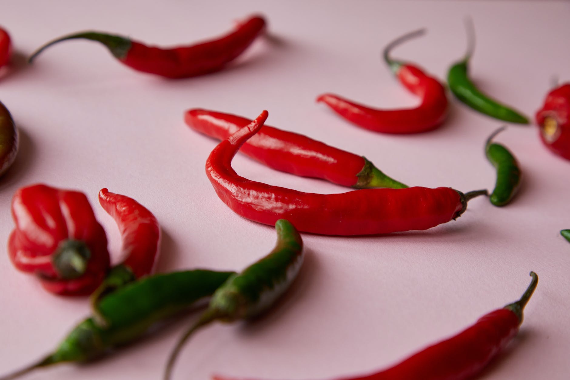red peppers on a white table