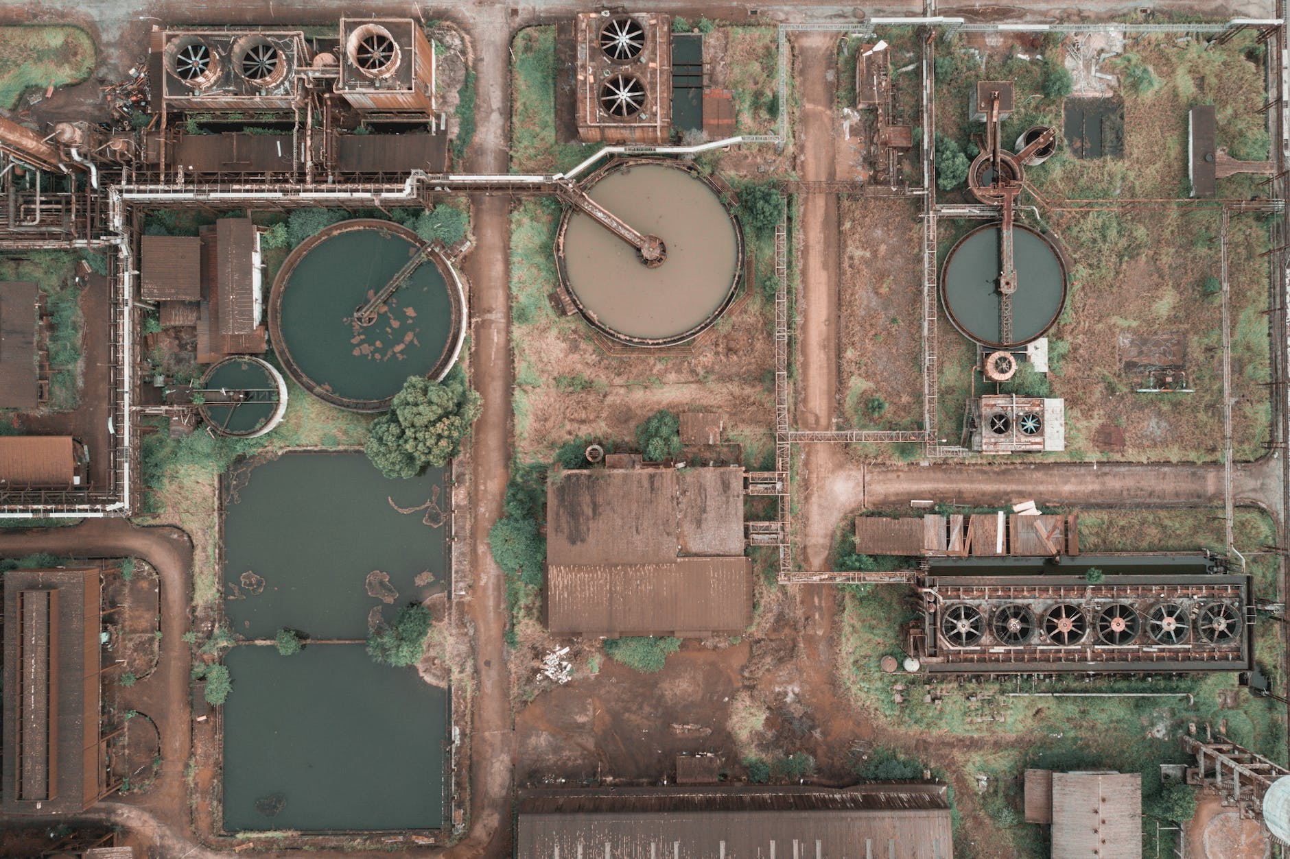 waste water treatment plant aerial view