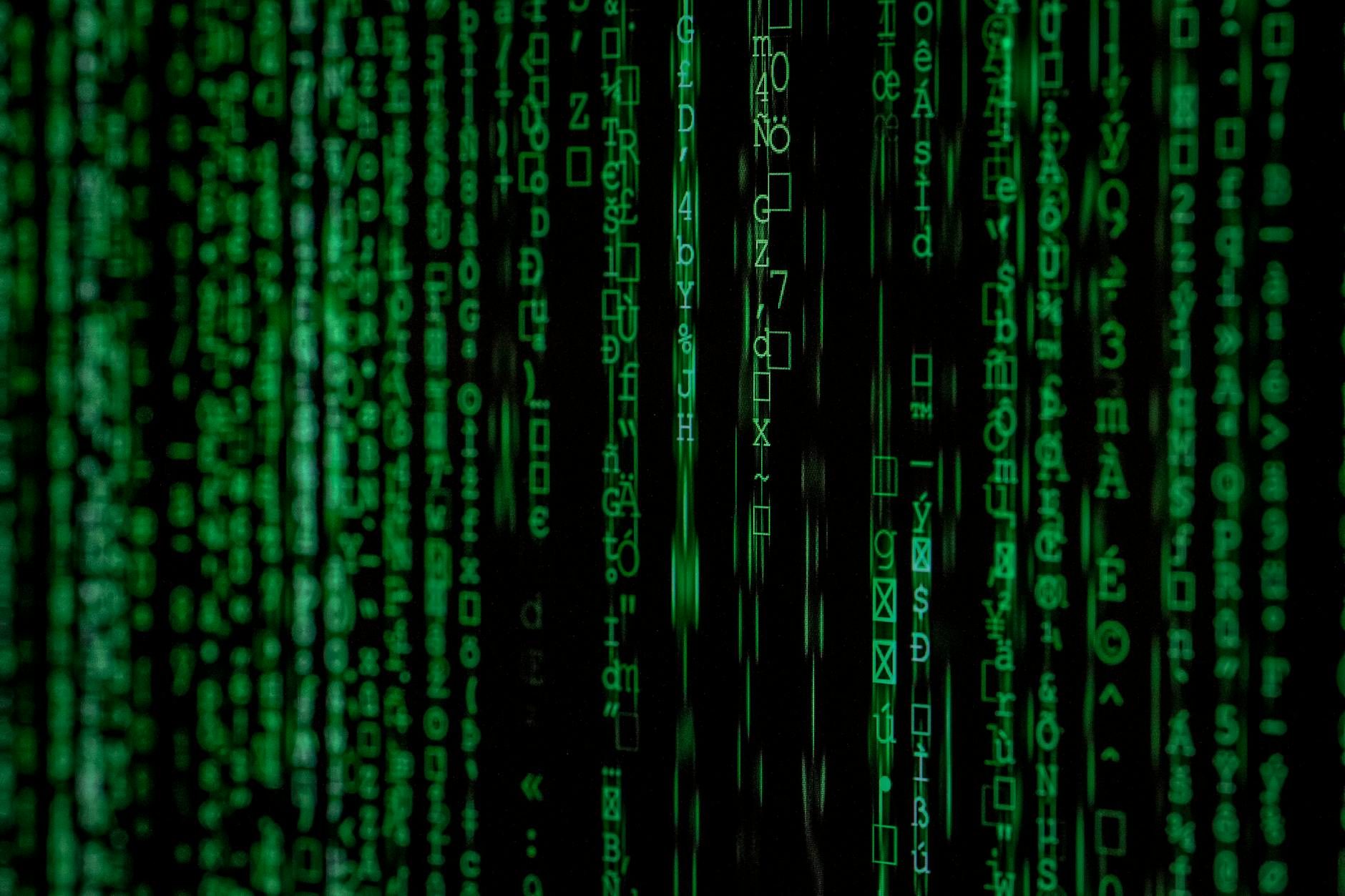 green code text on black screen